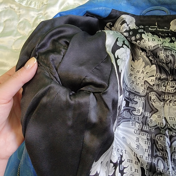 Royal Underground Royal Blue Leather Jacket sz small sz 6 8 - Picture 14 of 16